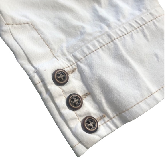 Bebe White Crop Jeans Button Cuff Pants White Size 4 - Picture 2 of 5